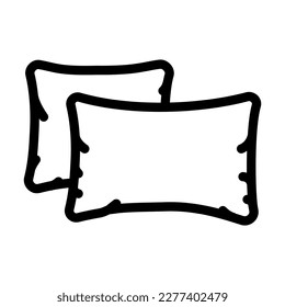 almohadas de habitación de línea interior vector de icono. señal interior de la habitación de almohadas. símbolo de contorno aislado ilustración negra