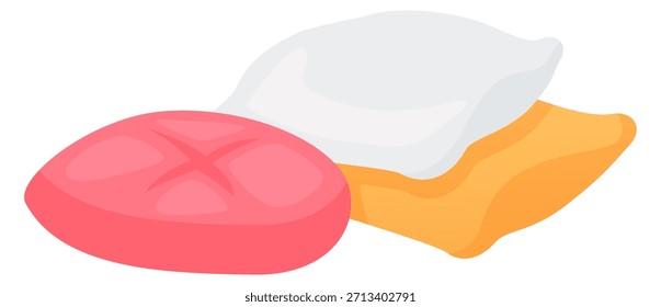 Icono de dibujos animados de almohadas. Cojines de cama cómodos y suaves