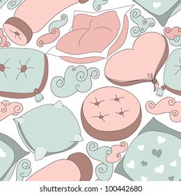 Pillows and clouds seamless pattern