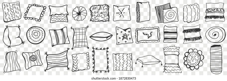 Pillows hand drawn doodle set