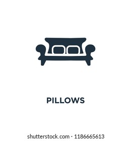 Pillows icon. Black filled vector illustration. Pillows symbol on white background. Can be used in web and mobile.