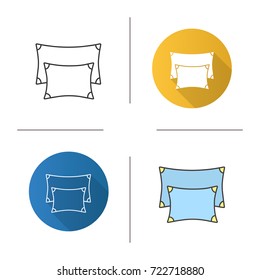 Pillows icon. Flat design, linear and color styles. Cushions. Isolated vector illustrations