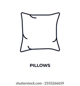 pillows  outline icon. Linear vector from furniture concept. Thin line pillows  icon isolated on white background