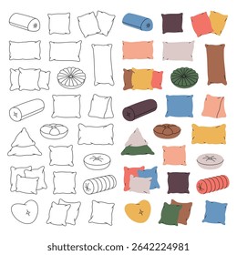 Pillows in vertical banner. Warm cozy pillows for sleeping. Vector illustration.