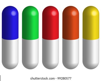 pills against white background, abstract vector art illustration