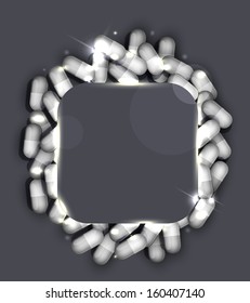 Pills background. Beautiful design, there is a place for text on a grey square.