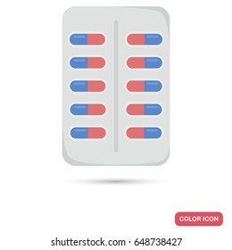 Pills blister color flat icon for web and mobile design