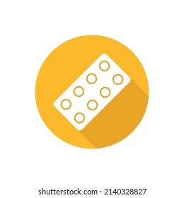 Pills blister flat icon with shadow
