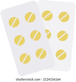Pills blister icon. Tablet pack flat vector. Painkiller box isolated on white background. Medicine and pharmacy concept
