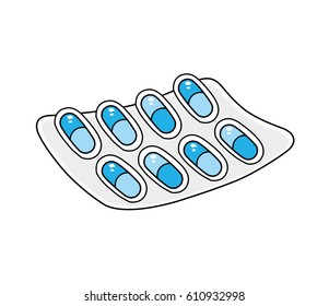 Pills in blister isolated.