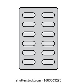 Pills in blister. Medical icon - Vector illustration