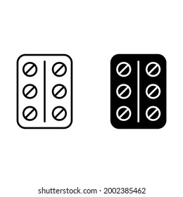 Pills in blister pack icon for apps and web sites