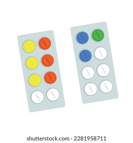 Pills in blister pack icon. Flat illustration of pills in blister pack icon for web