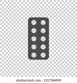 Pills in blister pack icon isolated on transparent background. Medical drug package for tablet: vitamin, antibiotic, aspirin. Flat design. Vector Illustration
