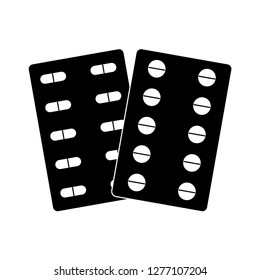 Pills in a blister pack icon, vector