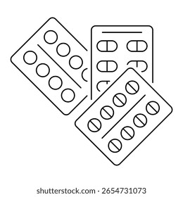 Pills in blister pack icon. Vector illustration.