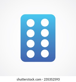 Pills in a blister pack icon for web, site, mobile, application. Vector illustration. Simple flat metro style