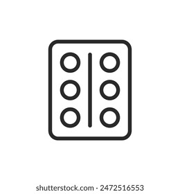 Pills in blister pack, linear style icon. medication or supplements. Editable stroke width