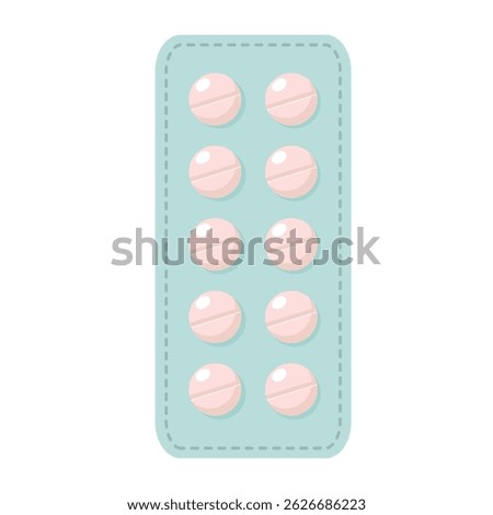 Pills in blister pack on white background. Capsules with Medicine. Vector illustration.