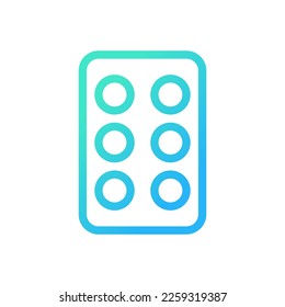 Pills in blister pack pixel perfect gradient linear ui icon. Oral medication. Drug prescript. Line color user interface symbol. Modern style pictogram. Vector isolated outline illustration