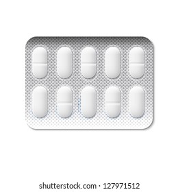 Pills in a blister pack. Vector illustration