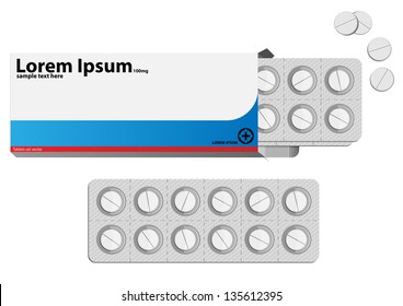 Pills in a blister pack. Vector illustration