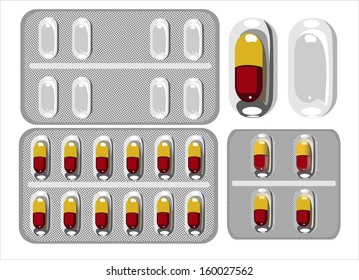 Pills in a blister pack. Vector illustration