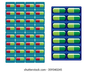Pills in a blister pack. Vector illustration