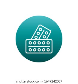 Pills block gradient style icon design of Medical care health emergency aid exam clinic and patient theme Vector illustration
