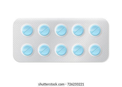 Pills blue in blister package for tablet vector Illustration design.