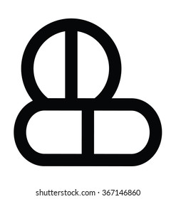 Pills Bold Line Vector Icon