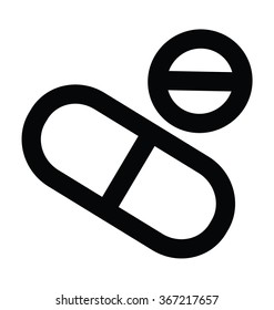 Pills Bold Line Vector Icon 