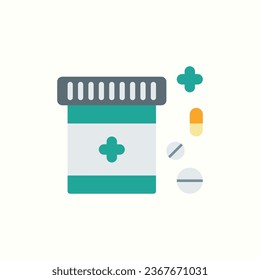 icono de botella de pastillas, icono de hospital aislado en fondo claro, perfecto para sitio web, blog, logo, diseño gráfico, medios sociales, UI, aplicación móvil