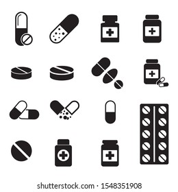 Pills bottle icon. Capsules and pills icon vector. Health Care Vector illustration