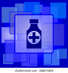 Pills bottle  icon. Internet button on abstract background. 