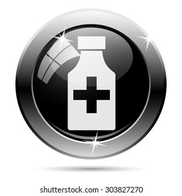 Pills bottle  icon. Internet button on white background. EPS10 vector 