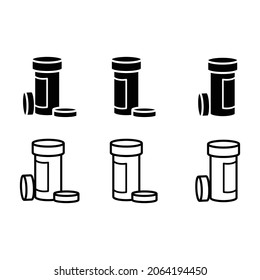 Pills bottle icon set vector on trendy design.