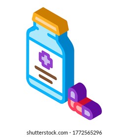 Pills Bottle Icon Vector. Isometric Pills Bottle sign. color isolated symbol illustration