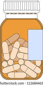 Pills in a bottle isolated on white background
