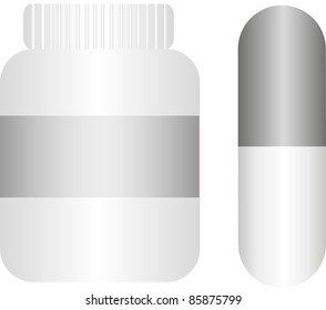 pills with bottle isolated over white background. vector