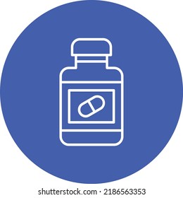 Pillen Flaschenkreis Symbol Vektorbild. Kann auch für Web-Apps, mobile Apps und Printmedien verwendet werden.