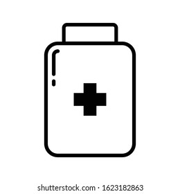 pills bottle line icon vector