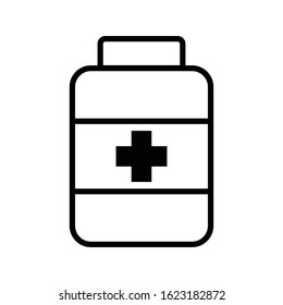 pills bottle line icon vector