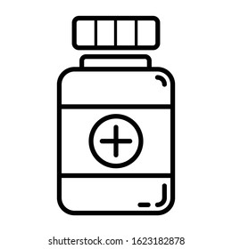 pills bottle line icon vector