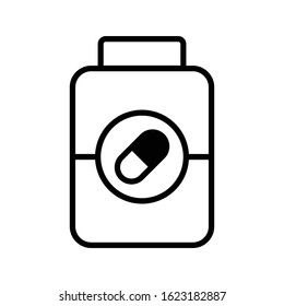 pills bottle line icon vector