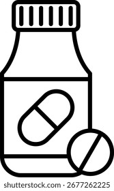 Pillen Flasche Linie Vektor Symbol Design