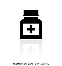 Pills bottle medical pictogram isolated on white background