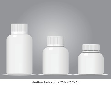 Pills bottle mockup pack vector with isolated background.