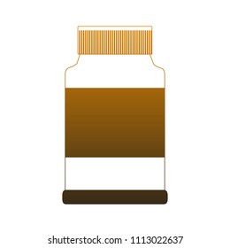 Pills in bottle in orange lines