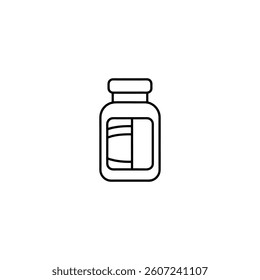 Pills Bottle outline icon with white background